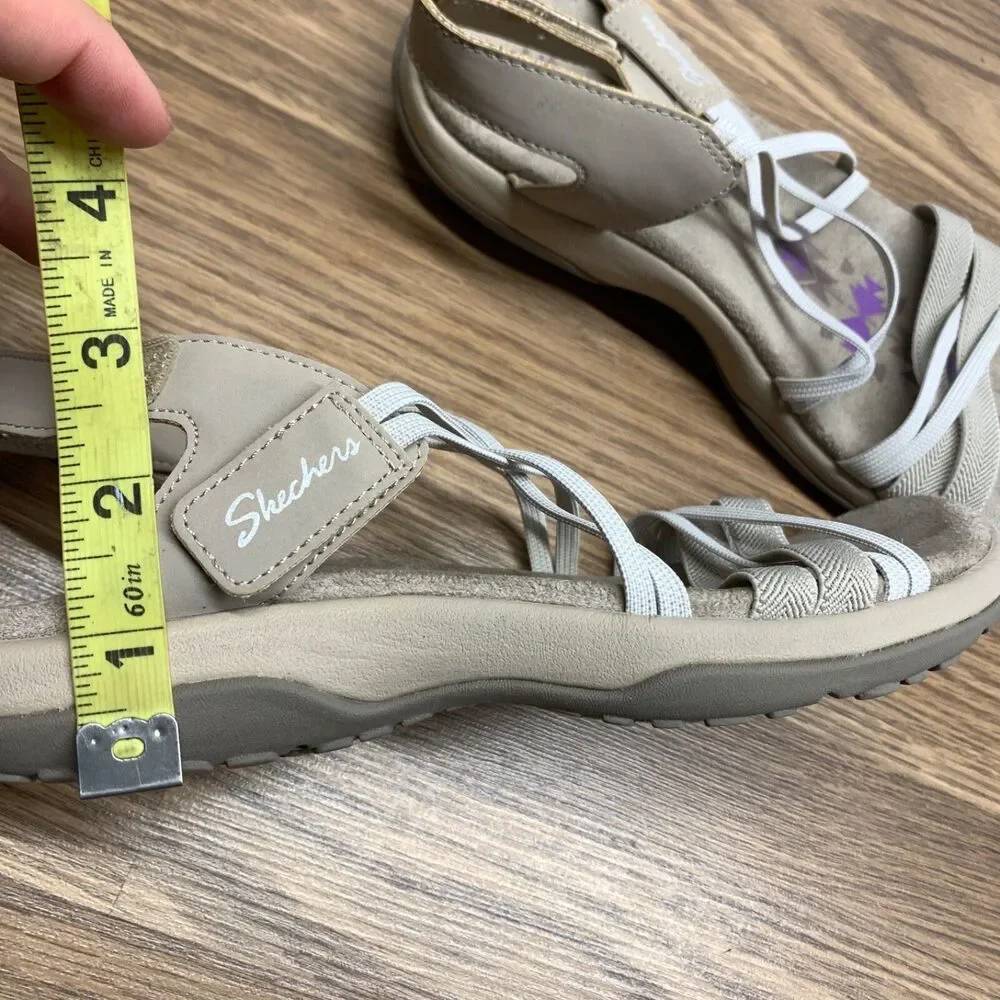 Skechers Memory Foam Womens Size‎ 7 Beige Sandals Straps Casual Shoes